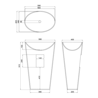 Baignoire 160cm avec un grand espace intérieur à poser en ilot à poser