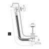 Vidage baignoire long avec manette et clapet recouvrant en laiton
