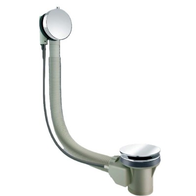 Vidage baignoire long avec manette et clapet recouvrant en laiton