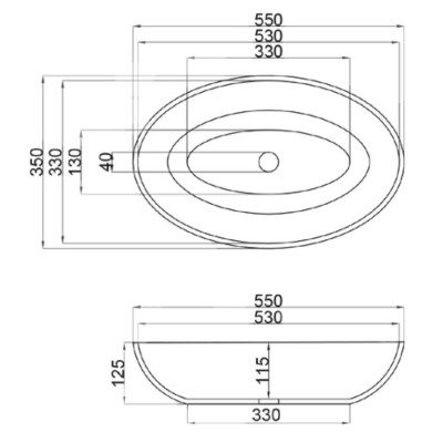 Vasque ovale à poser en résine solid surface 55X30