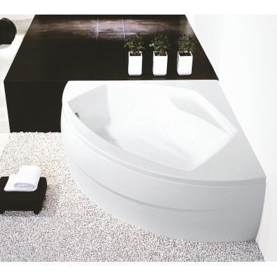 Baignoire Balnéo d'angle 146X146 avec siège et tablier sourire