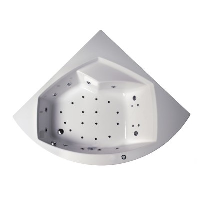 Baignoire Balnéo d'angle 146X146 avec siège et tablier sourire