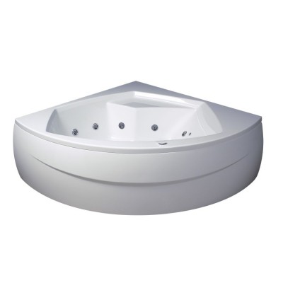Baignoire Balnéo d'angle 146X146 avec siège et tablier sourire