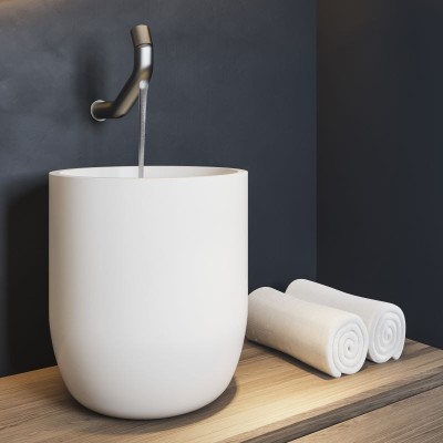 Vasque en résine solid surface à poser en forme de bol